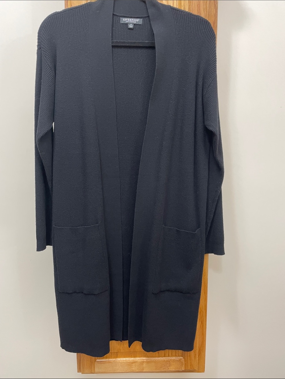 Liverpool Black Open-Front Long Cardigan